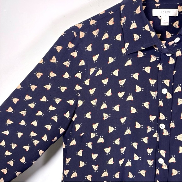 J. Crew Tops - J. CREW Long Sleeve French Hen Button Up Boy Shirt Silk Blouse